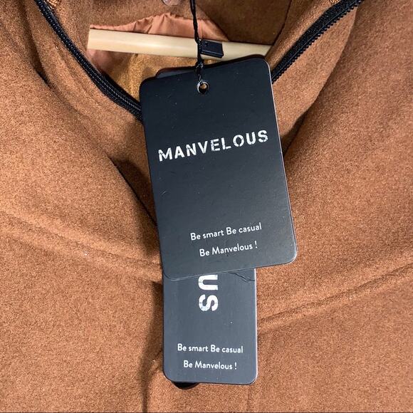 NWT Manvelous light brown button down pea coat w detachable dickie size small S - Picture 5 of 5